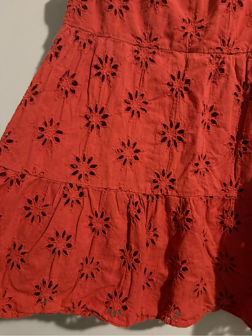 entro Rust Eyelet Ruffle Sleeve Mini Dress - Picture 7 of 13